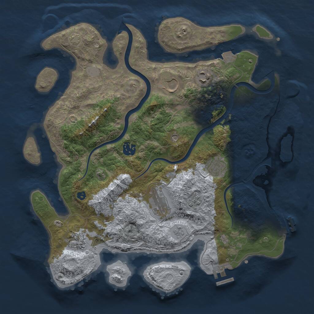 Rust Map: Procedural Map, Size: 3500, Seed: 2110622138, 13 Monuments