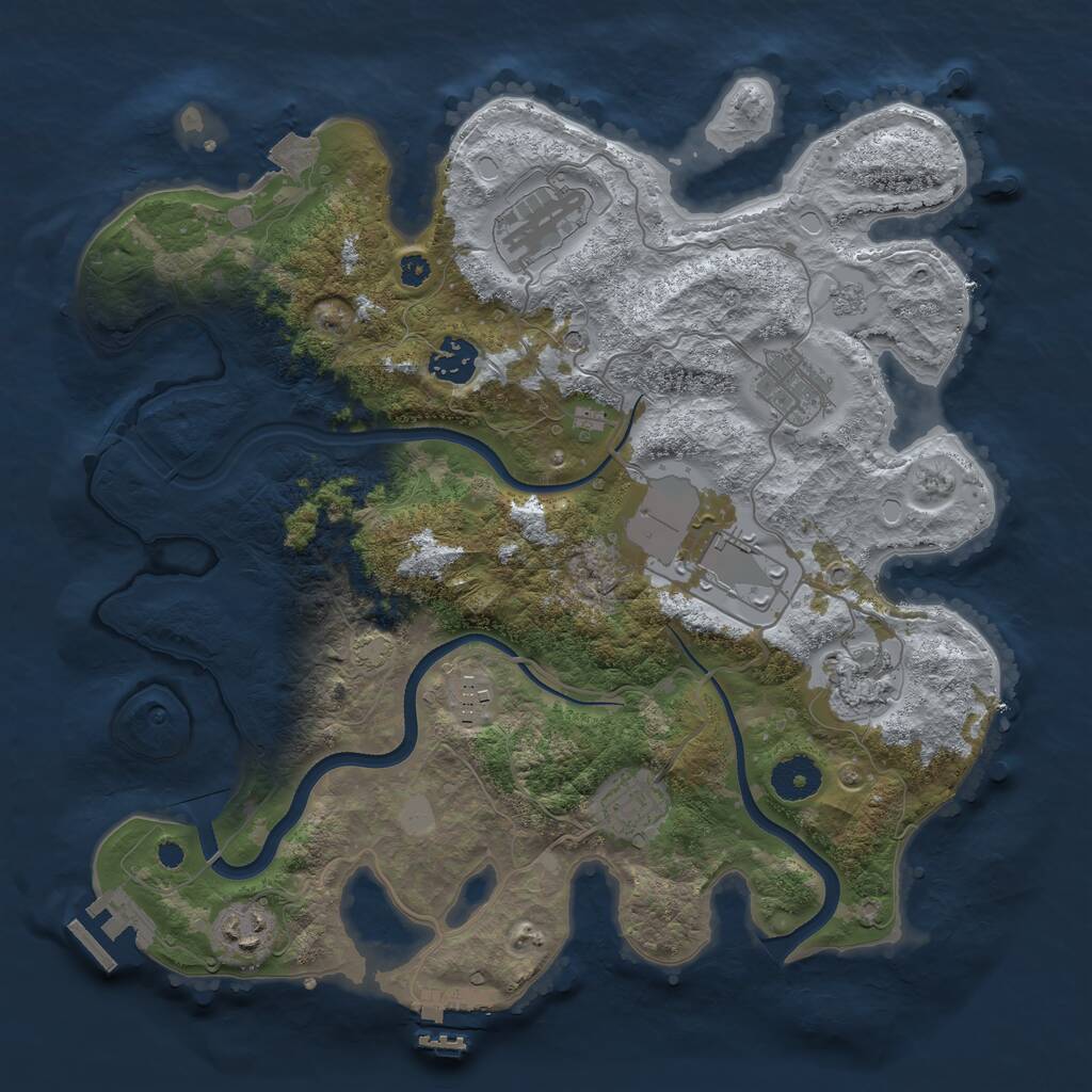 Rust Map: Procedural Map, Size: 3500, Seed: 1022668649, 14 Monuments