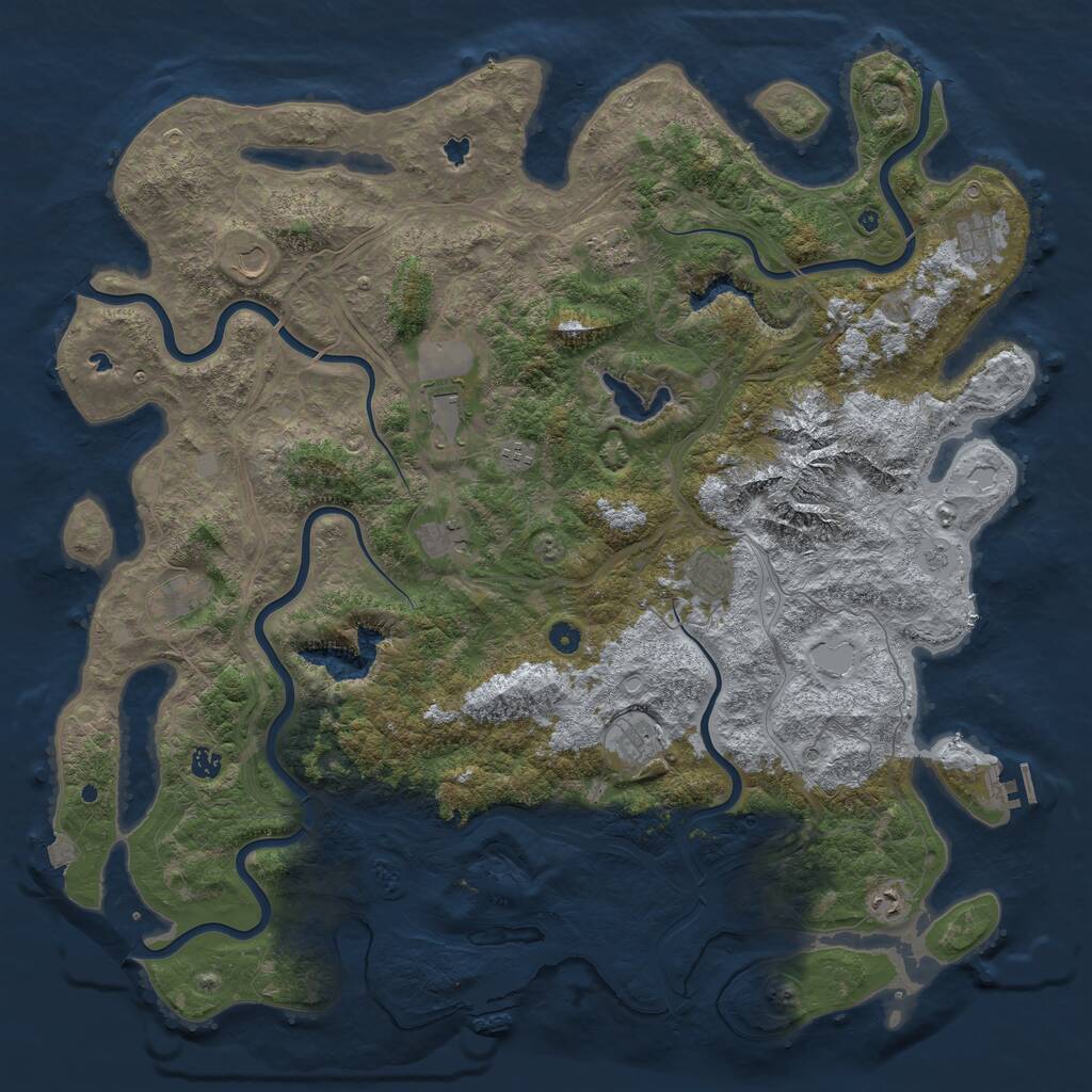 Rust Map: Procedural Map, Size: 5250, Seed: 1917242349, 17 Monuments