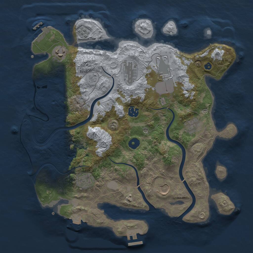Rust Map: Procedural Map, Size: 3500, Seed: 357153394, 14 Monuments