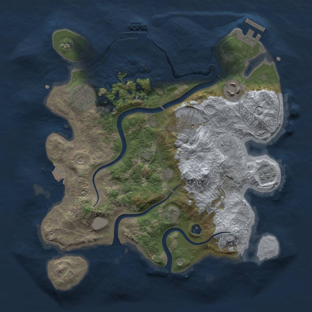 Rust Map: Procedural Map, Size: 3000, Seed: 1500198554, 10 Monuments