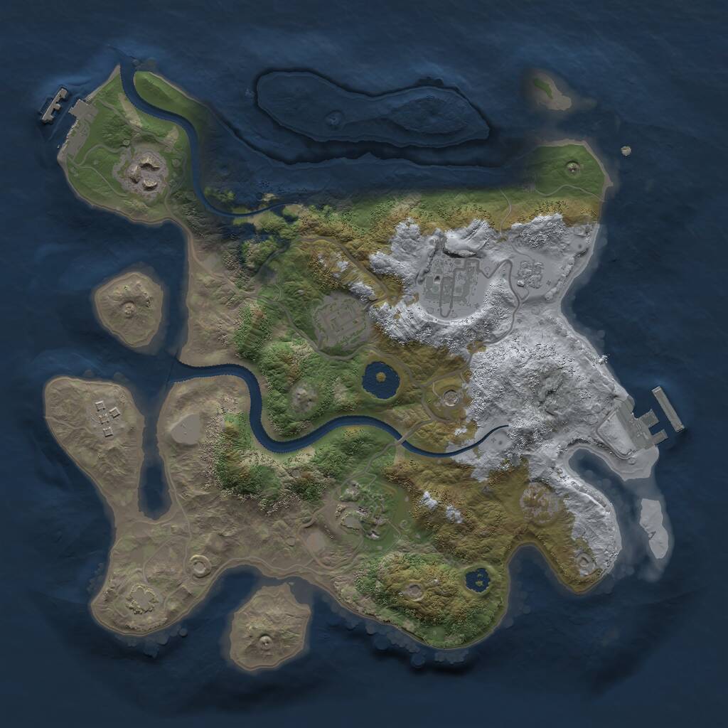 Rust Map: Procedural Map, Size: 3000, Seed: 753842558, 11 Monuments