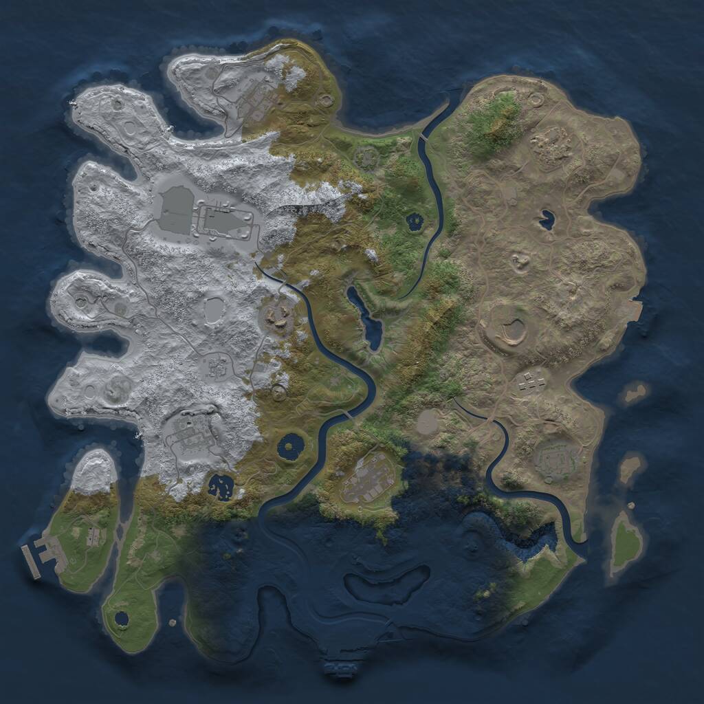 Rust Map: Procedural Map, Size: 4000, Seed: 1014843586, 16 Monuments