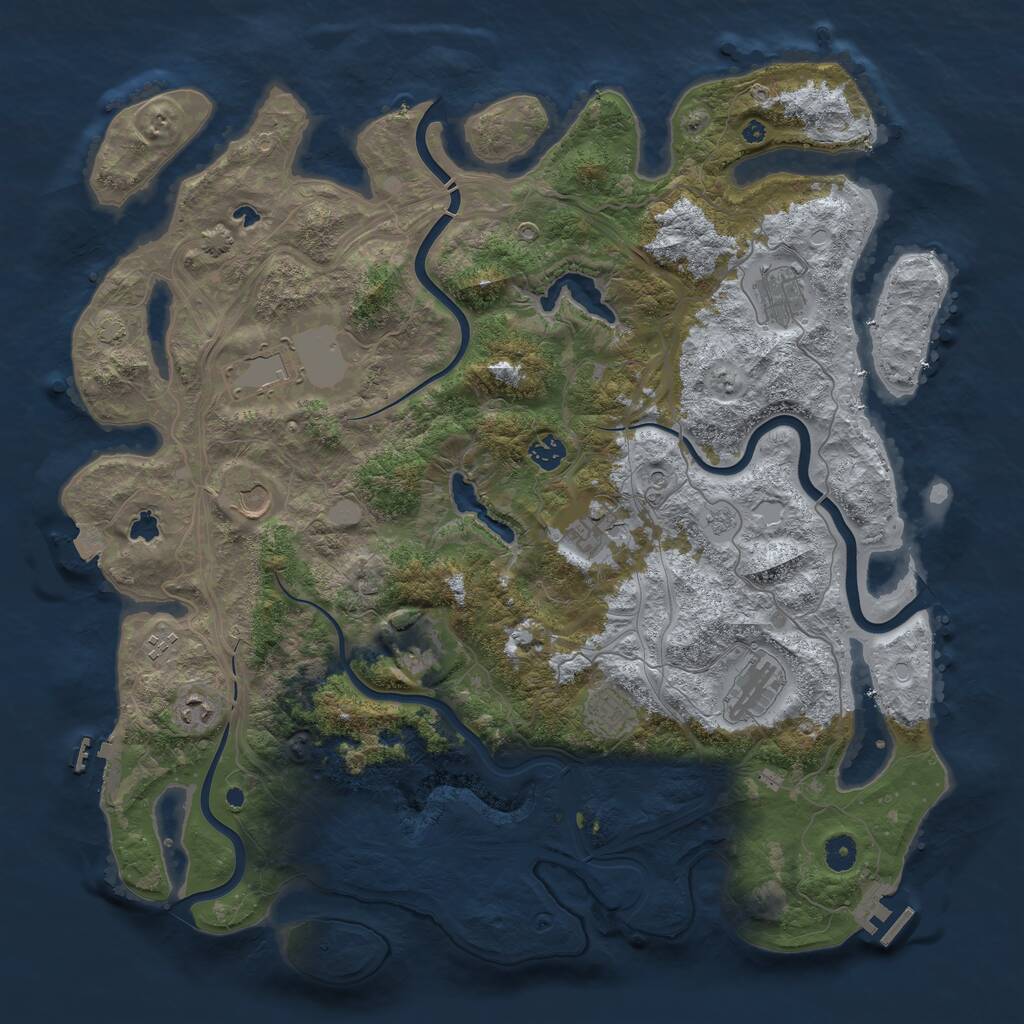 Rust Map: Procedural Map, Size: 4500, Seed: 229829268, 16 Monuments