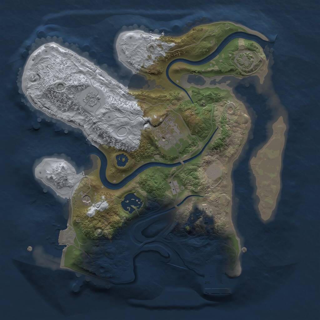 Rust Map: Procedural Map, Size: 2500, Seed: 50402, 8 Monuments