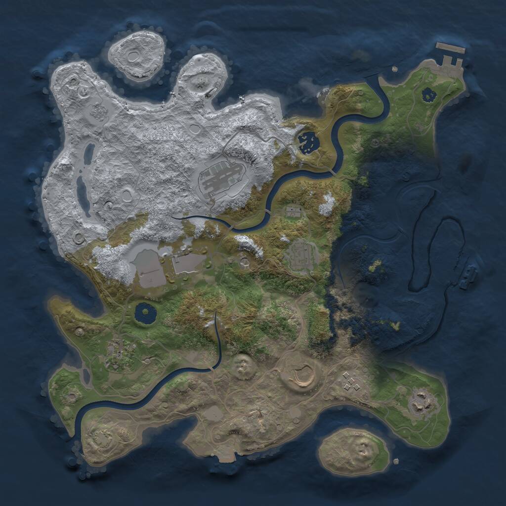Rust Map: Procedural Map, Size: 3500, Seed: 9101446, 14 Monuments