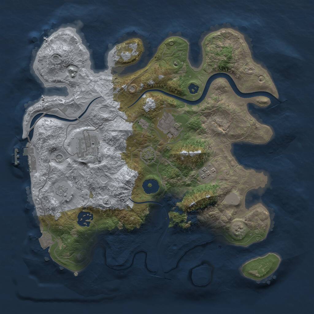 Rust Map: Procedural Map, Size: 3000, Seed: 1218978146, 9 Monuments