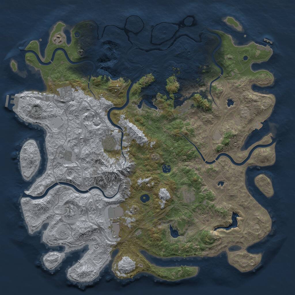 Rust Map: Procedural Map, Size: 5000, Seed: 1429026086, 16 Monuments