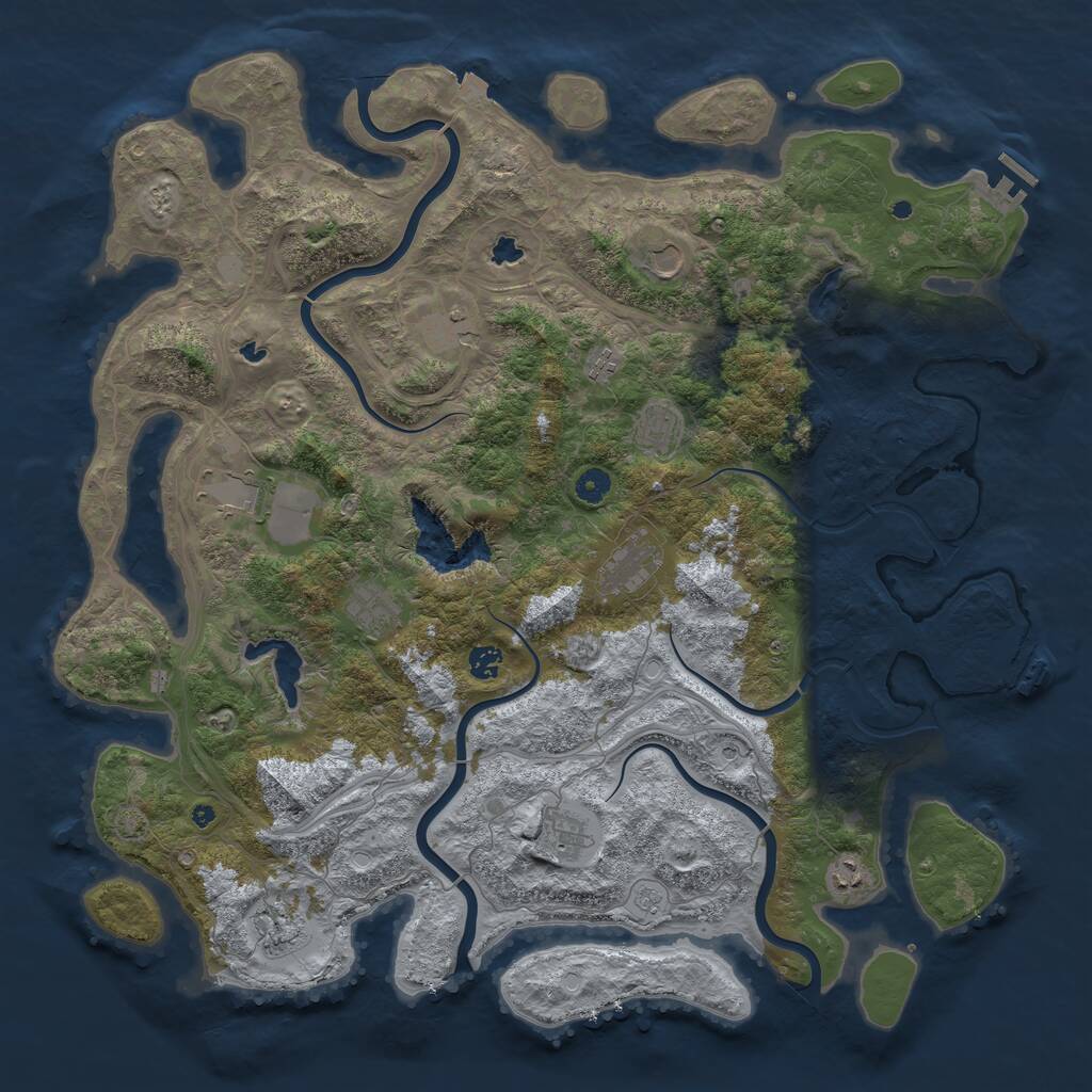 Rust Map: Procedural Map, Size: 4800, Seed: 975220754, 17 Monuments