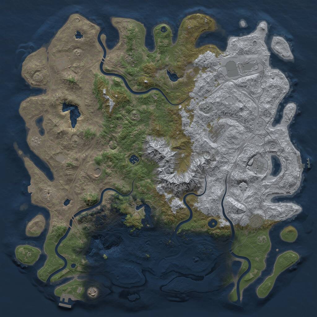 Rust Map: Procedural Map, Size: 5250, Seed: 388802016, 16 Monuments