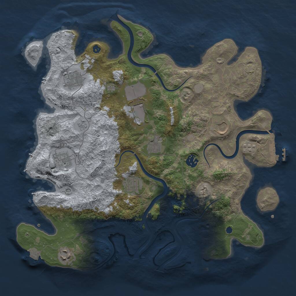 Rust Map: Procedural Map, Size: 3700, Seed: 1938058297, 15 Monuments