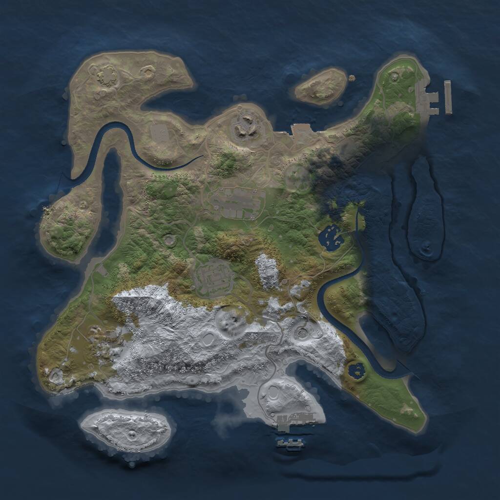 Rust Map: Procedural Map, Size: 3000, Seed: 68449, 10 Monuments