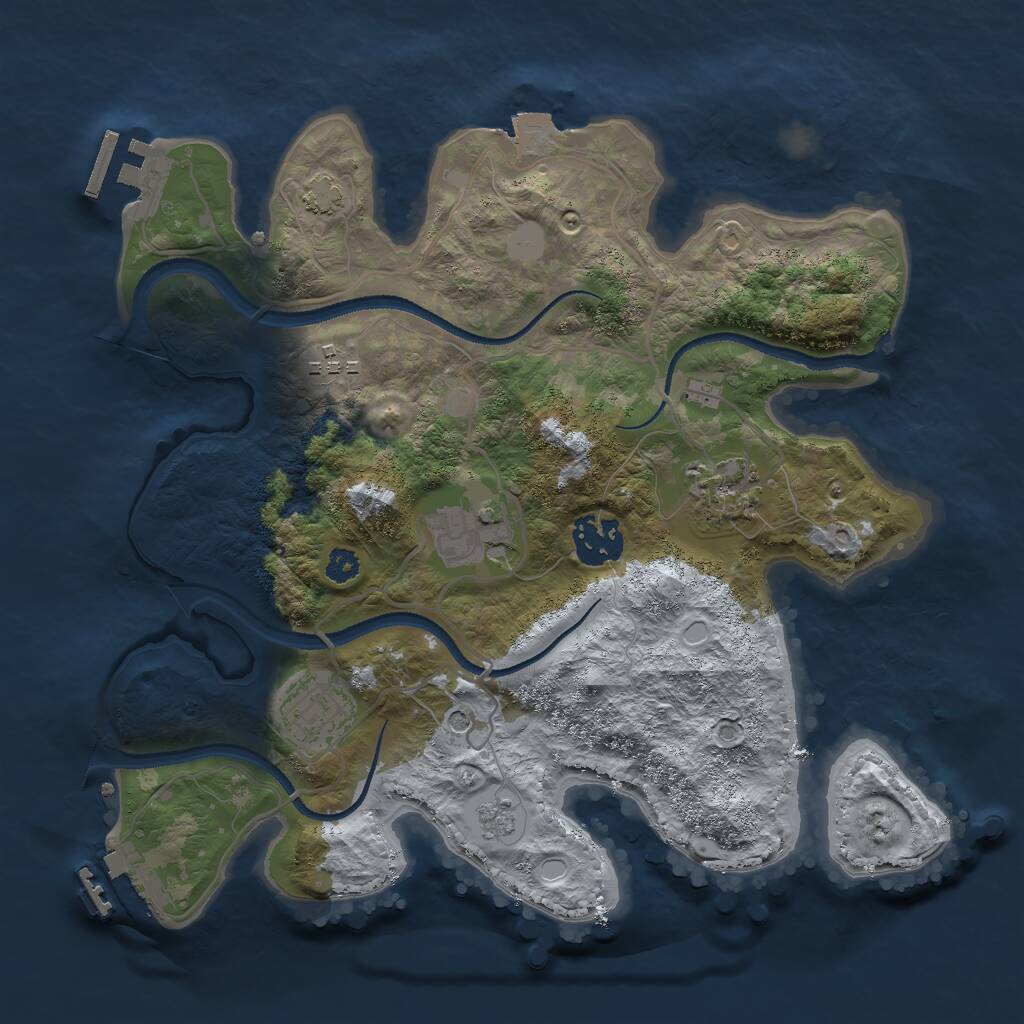 Rust Map: Procedural Map, Size: 3000, Seed: 1428705, 11 Monuments