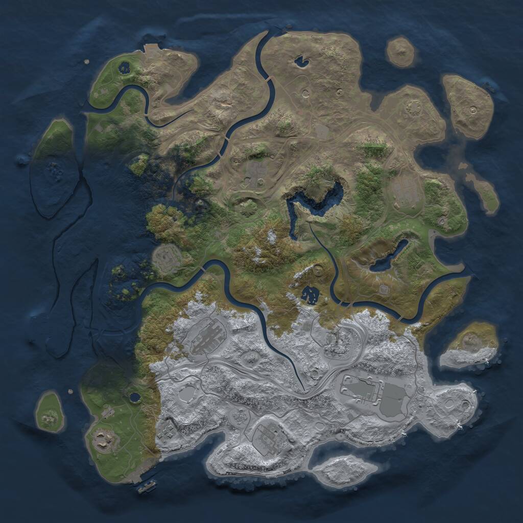 Rust Map: Procedural Map, Size: 4300, Seed: 2065388283, 16 Monuments