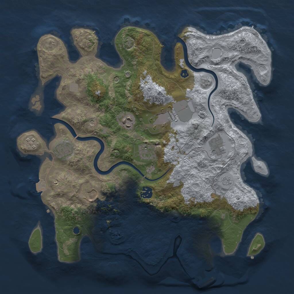Rust Map: Procedural Map, Size: 3600, Seed: 699323230, 13 Monuments