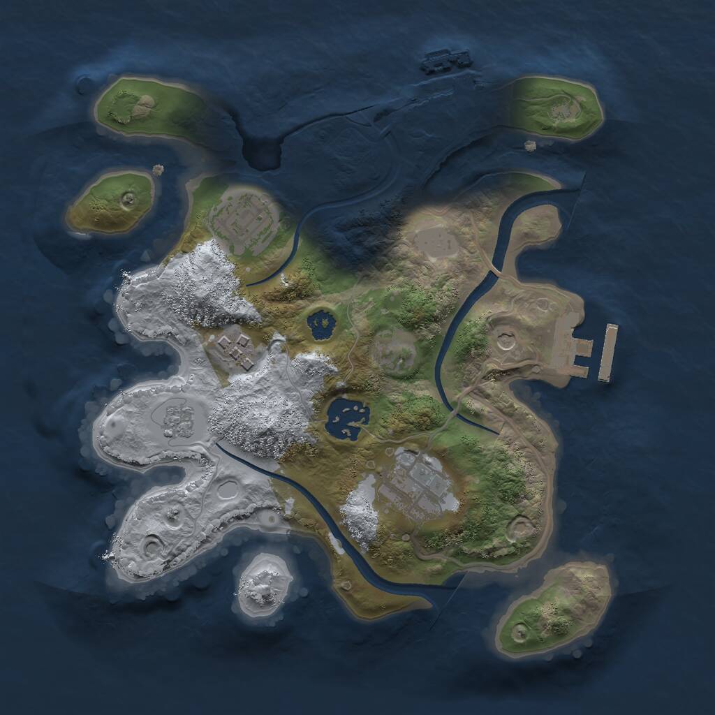 Rust Map: Procedural Map, Size: 2500, Seed: 882160375, 9 Monuments