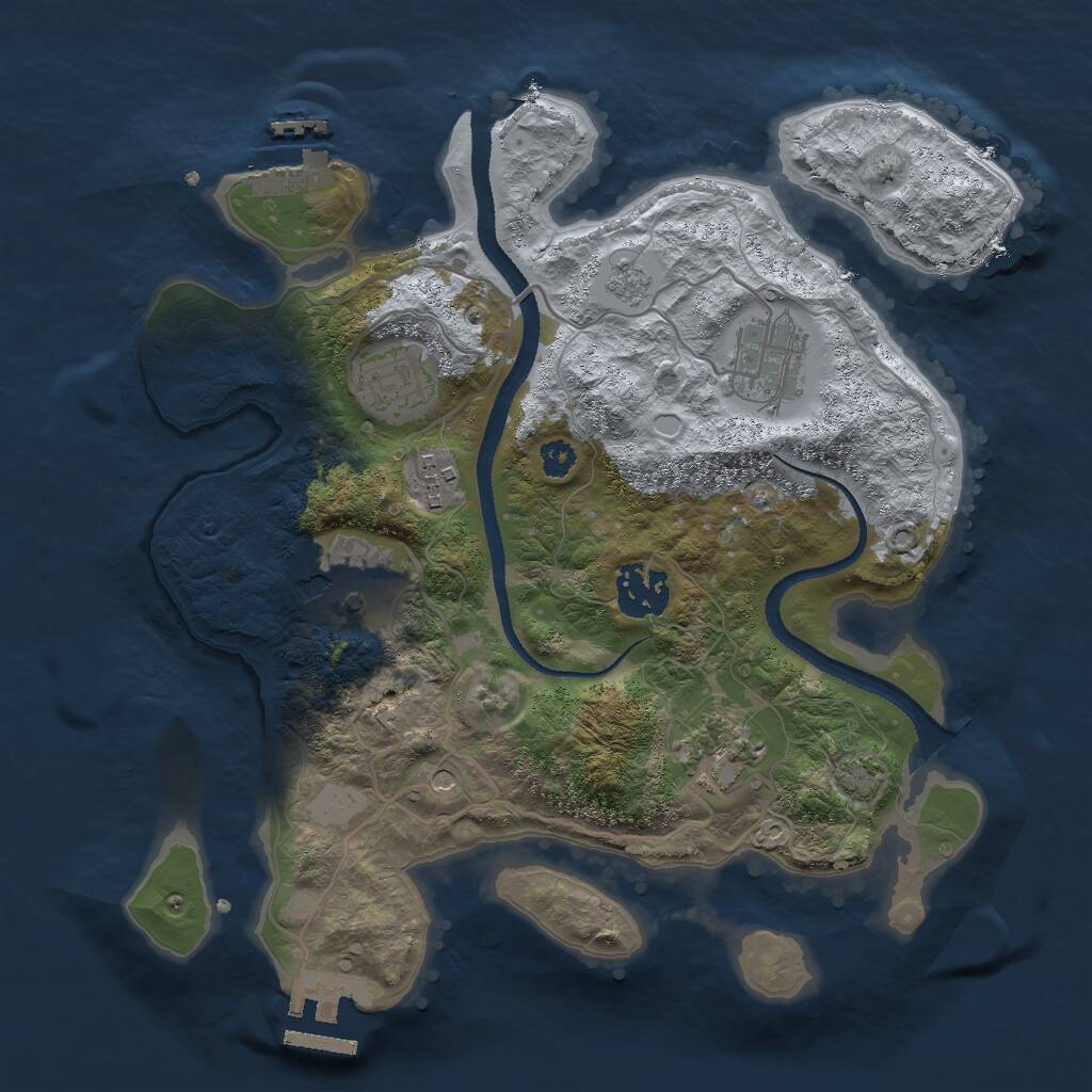 Rust Map: Procedural Map, Size: 3000, Seed: 79124, 12 Monuments