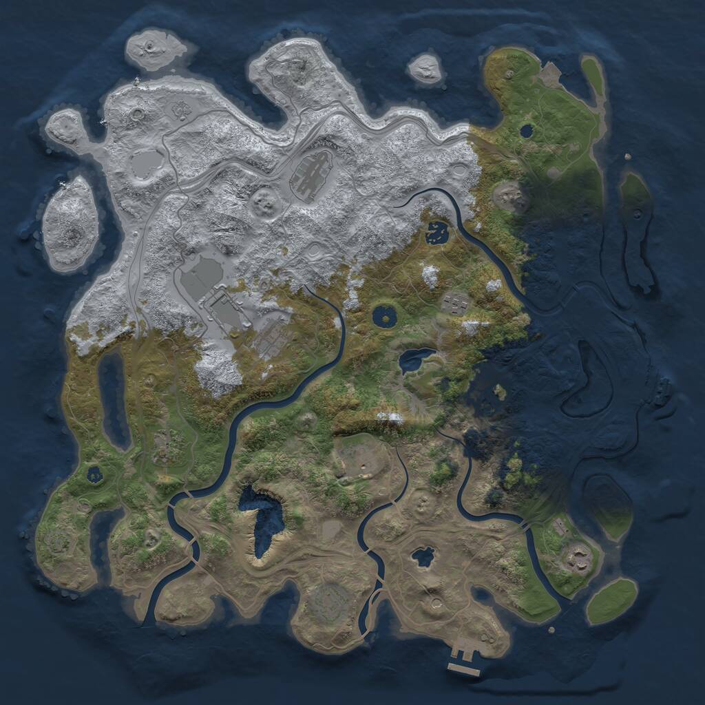 Rust Map: Procedural Map, Size: 4400, Seed: 1882496472, 16 Monuments
