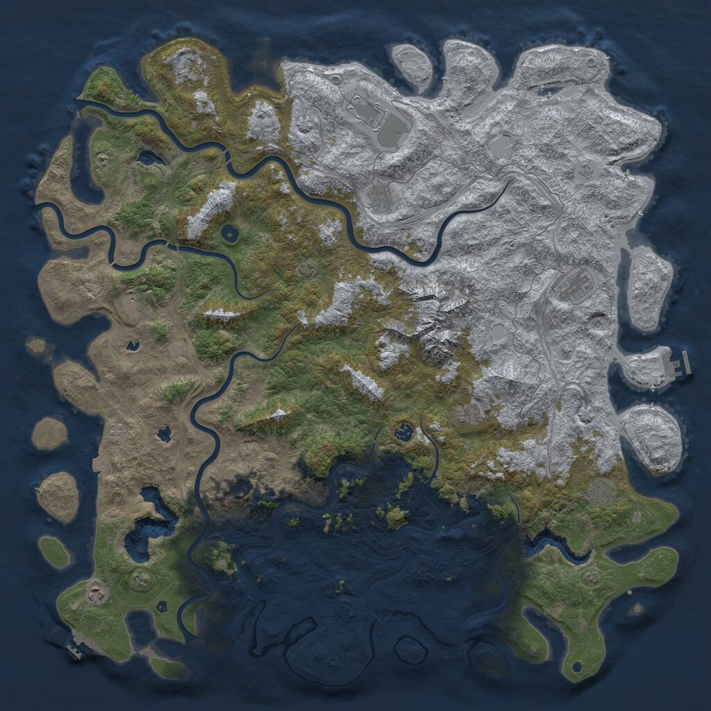 Rust Map: Procedural Map, Size: 6000, Seed: 558175967, 17 Monuments