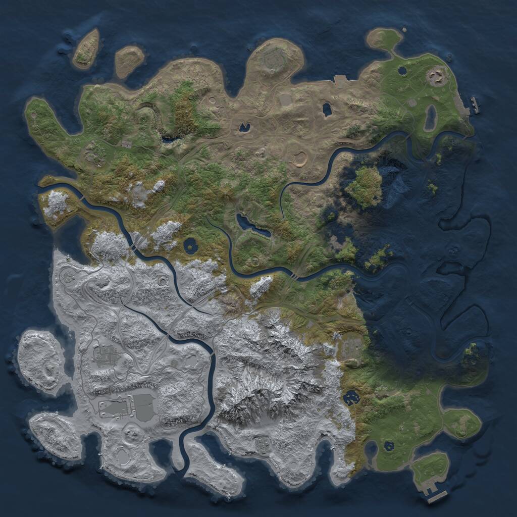 Rust Map: Procedural Map, Size: 5000, Seed: 2095419691, 16 Monuments