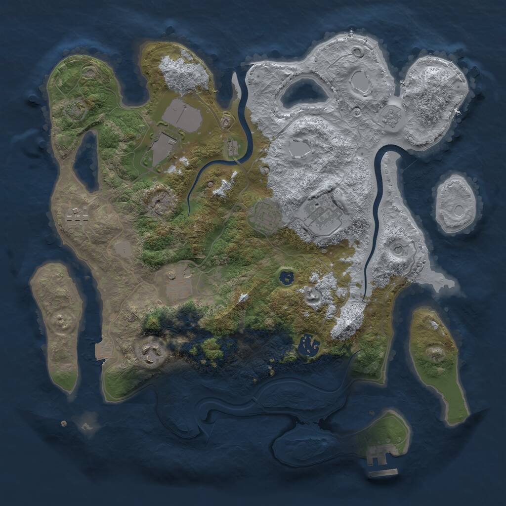 Rust Map: Procedural Map, Size: 3500, Seed: 1797920807, 12 Monuments