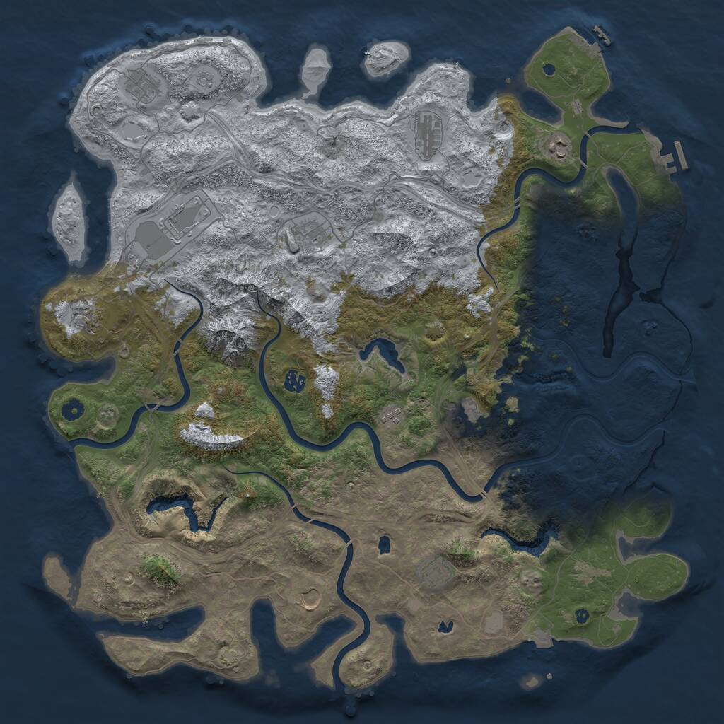 Rust Map: Procedural Map, Size: 5000, Seed: 629123, 17 Monuments