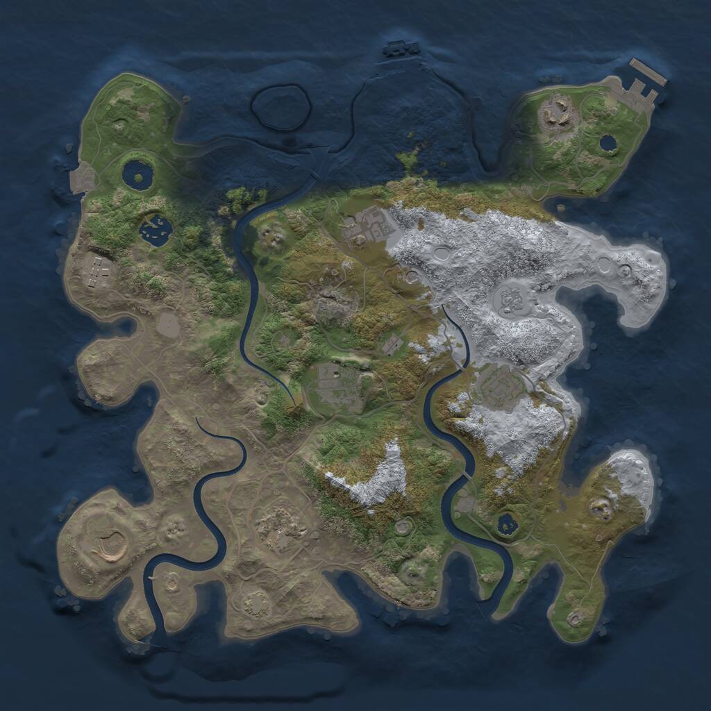 Rust Map: Procedural Map, Size: 3500, Seed: 486634178, 14 Monuments