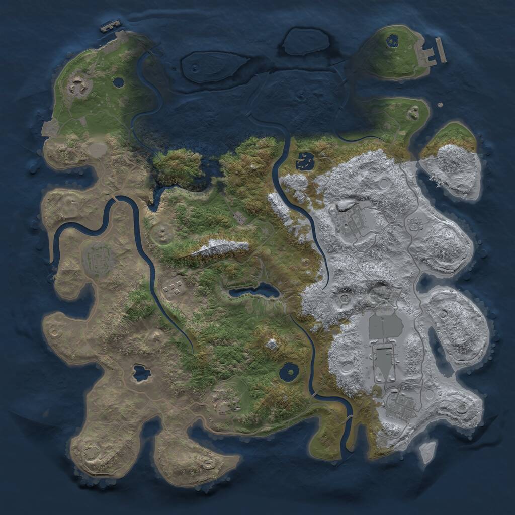 Rust Map: Procedural Map, Size: 4000, Seed: 727925071, 14 Monuments