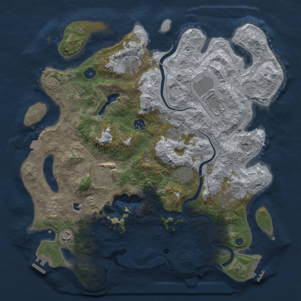 Rust Map: Procedural Map, Size: 4000, Seed: 1394289850, 16 Monuments
