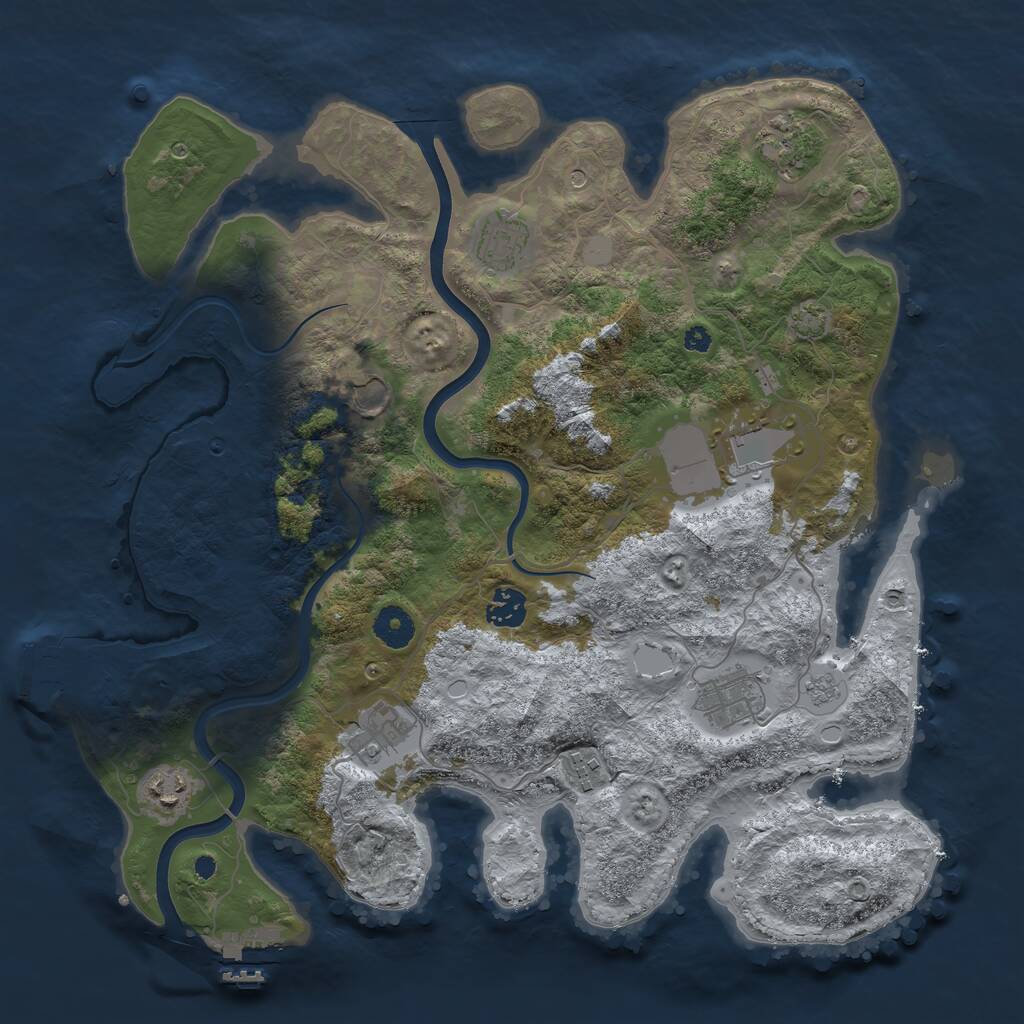 Rust Map: Procedural Map, Size: 3800, Seed: 8999, 15 Monuments