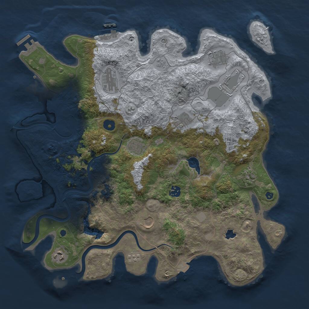 Rust Map: Procedural Map, Size: 4000, Seed: 995160495, 16 Monuments