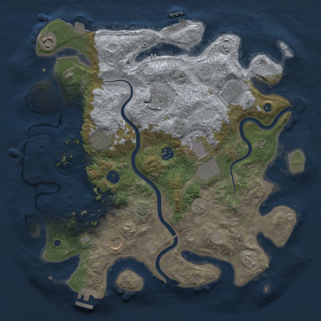 Rust Map: Procedural Map, Size: 3750, Seed: 1226365622, 14 Monuments