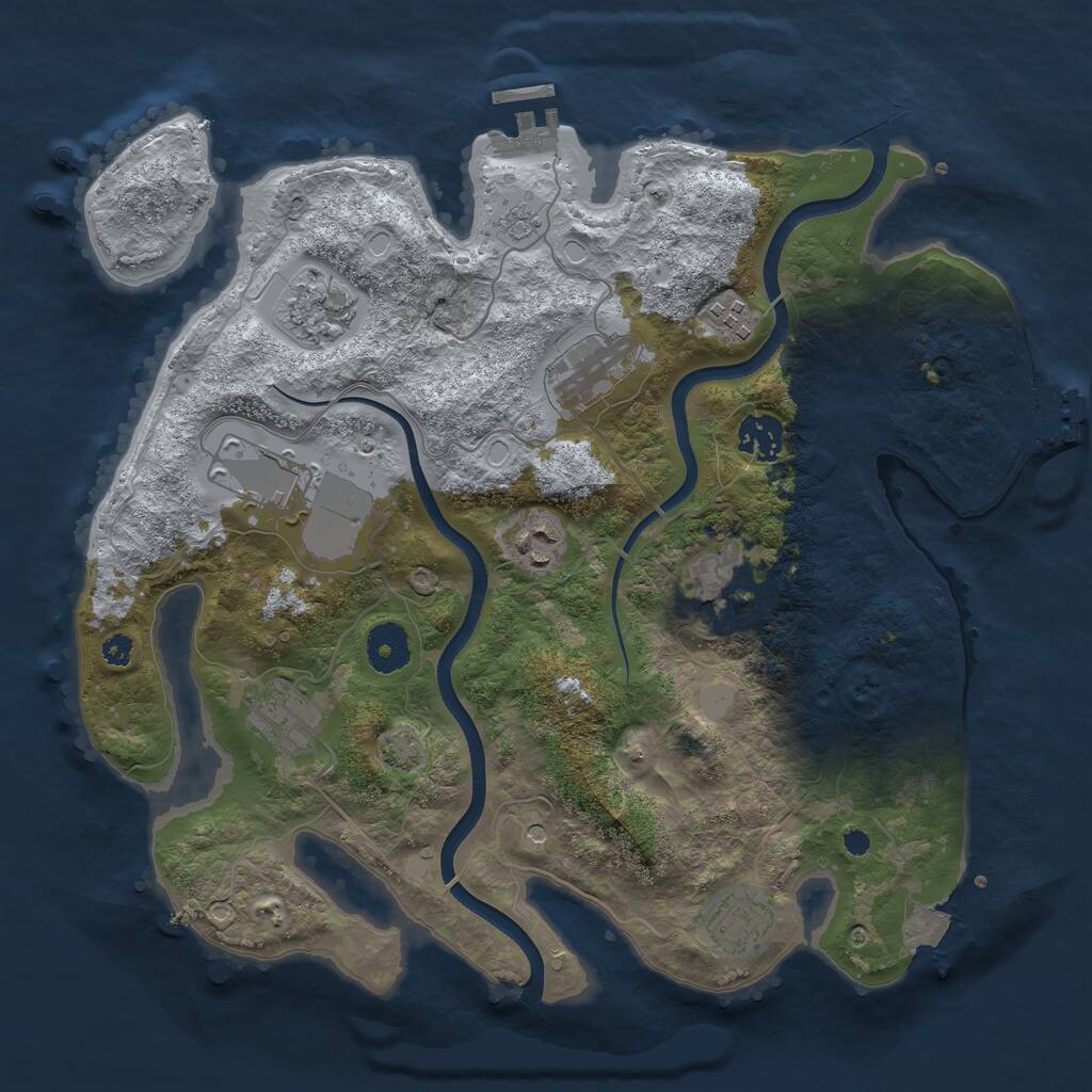 Rust Map: Procedural Map, Size: 3500, Seed: 496324, 15 Monuments