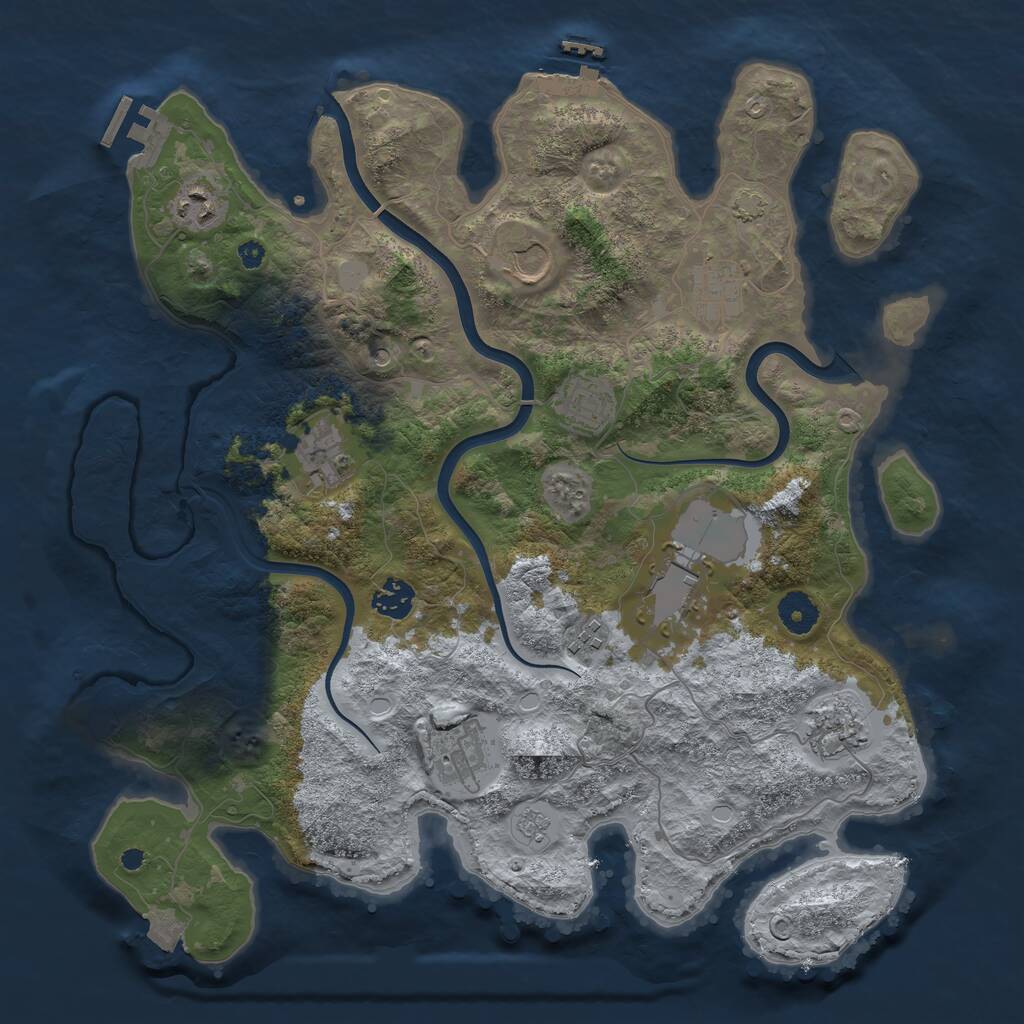 Rust Map: Procedural Map, Size: 3800, Seed: 7124, 16 Monuments