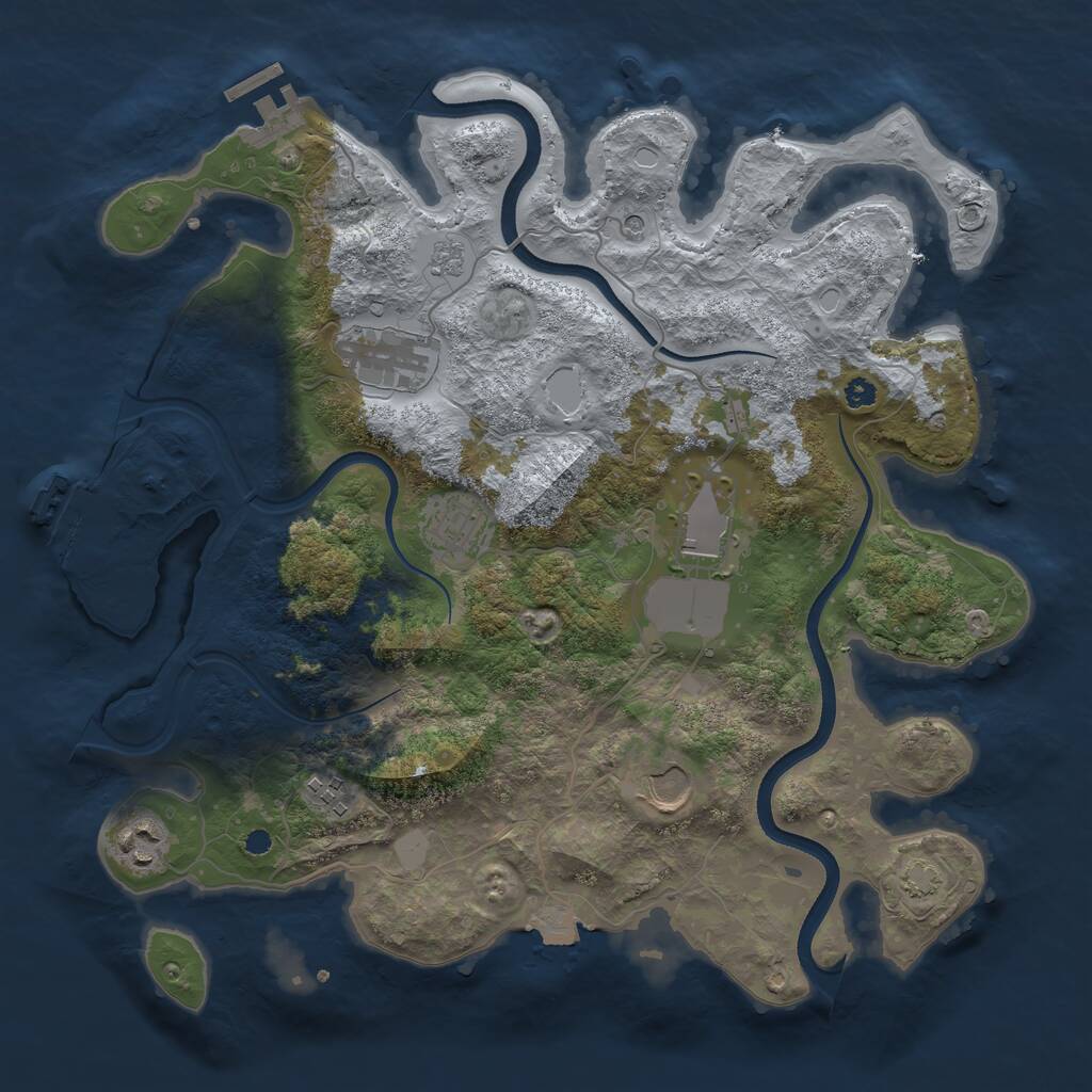 Rust Map: Procedural Map, Size: 3500, Seed: 712693021, 12 Monuments