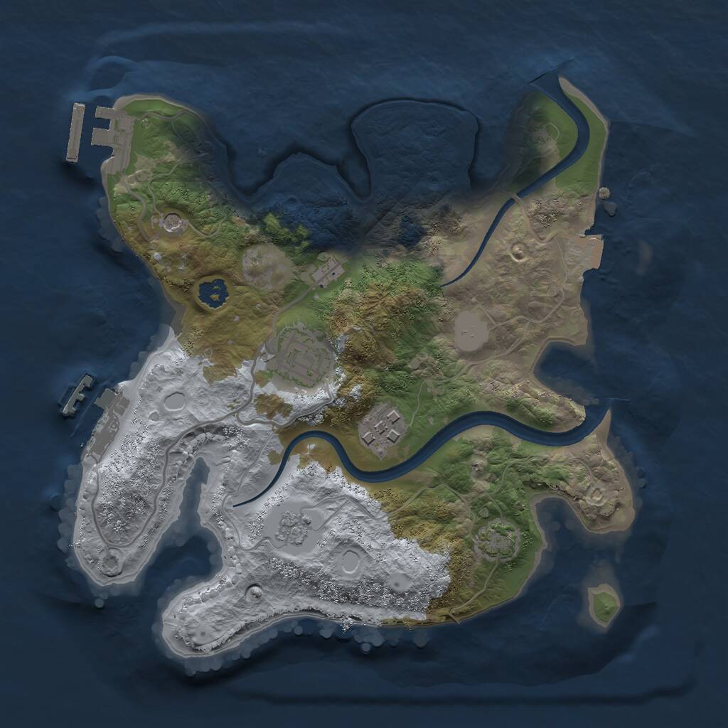 Rust Map: Procedural Map, Size: 2500, Seed: 789940313, 8 Monuments