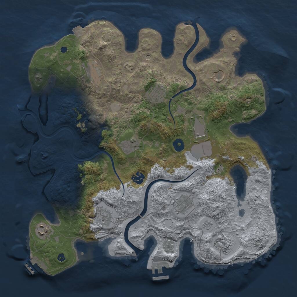 Rust Map: Procedural Map, Size: 3700, Seed: 1320403686, 17 Monuments