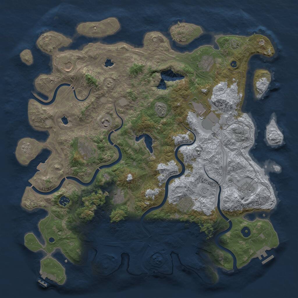 Rust Map: Procedural Map, Size: 4500, Seed: 261977213, 16 Monuments