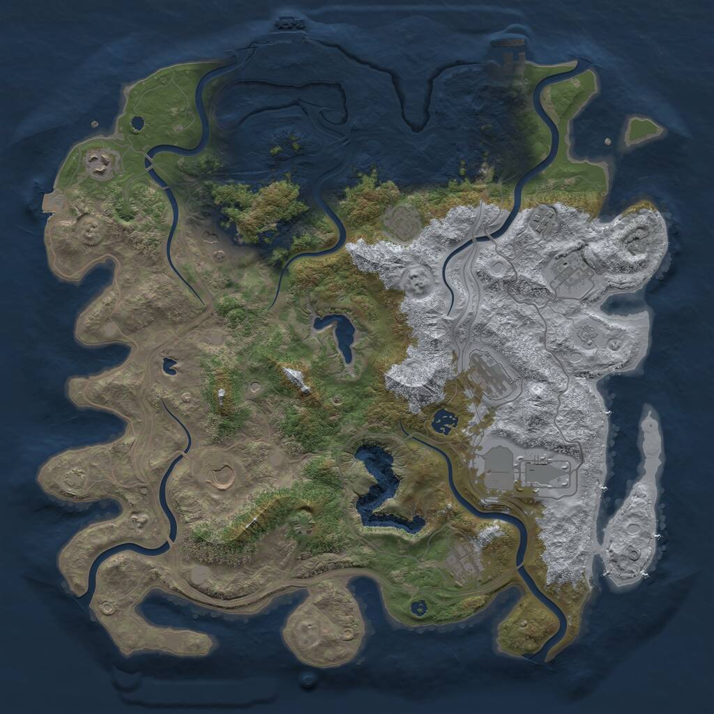 Rust Map: Procedural Map, Size: 4350, Seed: 331706931, 16 Monuments