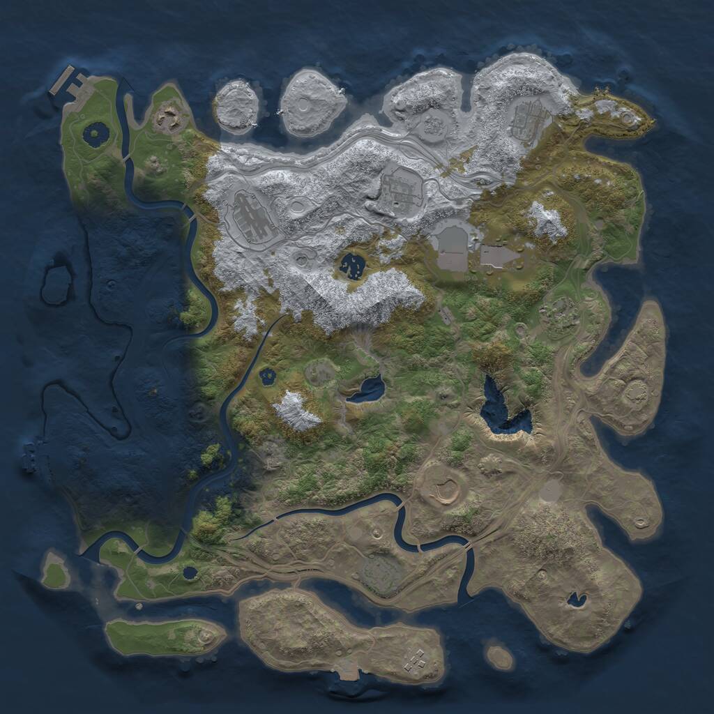 Rust Map: Procedural Map, Size: 4250, Seed: 876016411, 16 Monuments