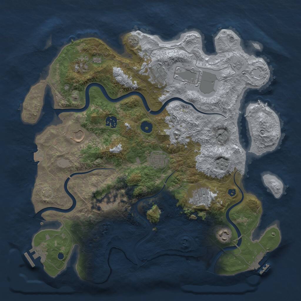 Rust Map: Procedural Map, Size: 3800, Seed: 3451, 16 Monuments