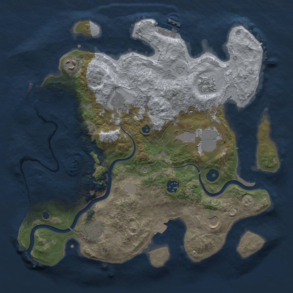 Rust Map: Procedural Map, Size: 3500, Seed: 728378982, 14 Monuments