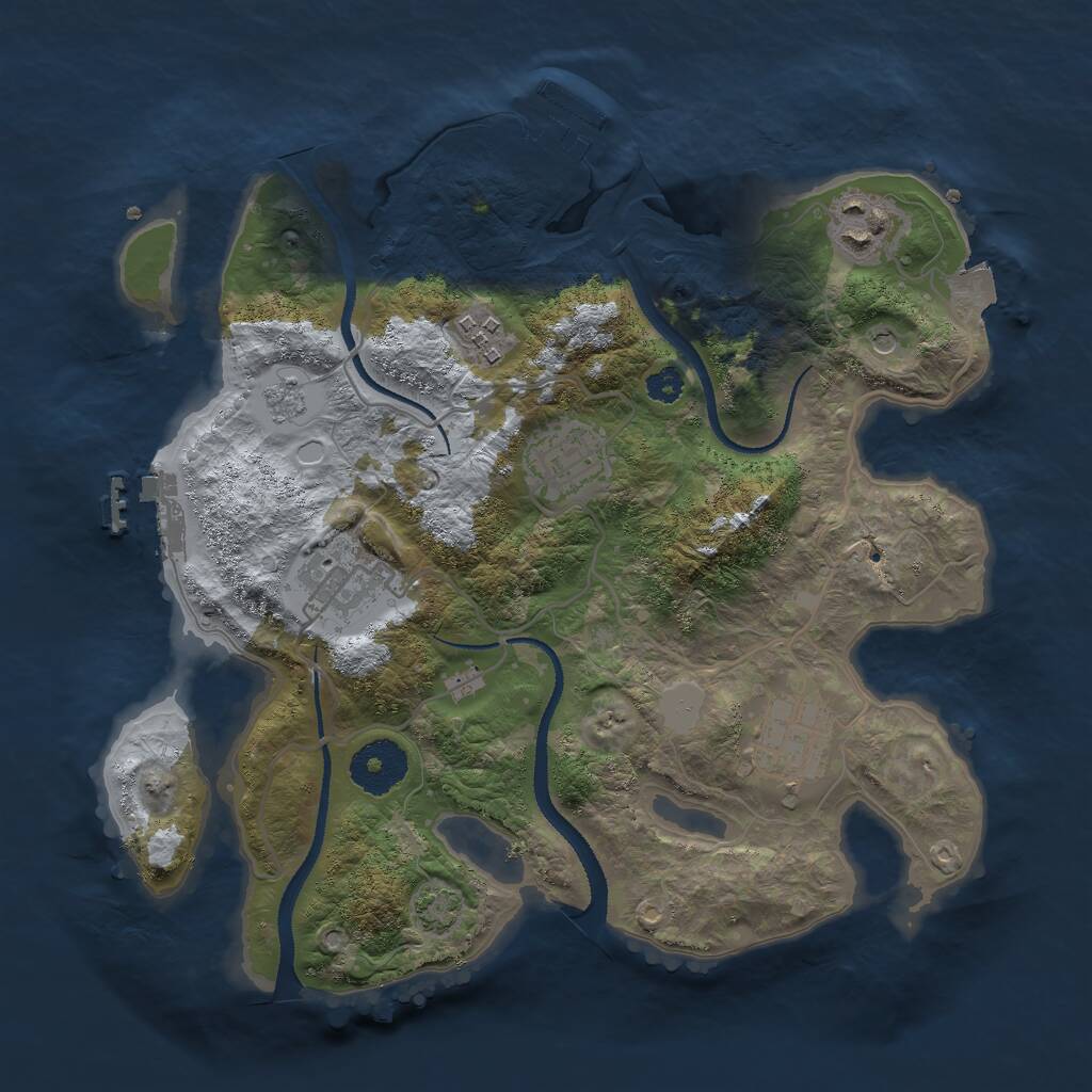 Rust Map: Procedural Map, Size: 3000, Seed: 1125301003, 11 Monuments