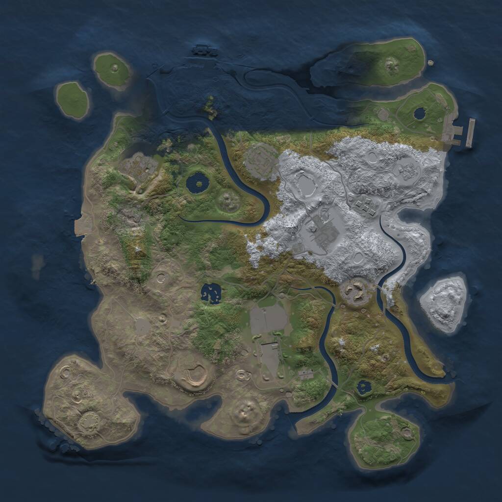 Rust Map: Procedural Map, Size: 3500, Seed: 2033849155, 14 Monuments