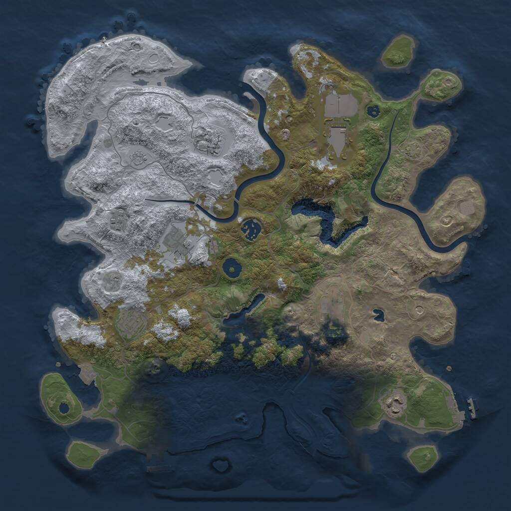 Rust Map: Procedural Map, Size: 4000, Seed: 8264, 14 Monuments