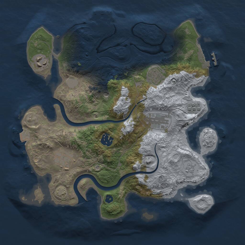 Rust Map: Procedural Map, Size: 3000, Seed: 39660, 12 Monuments