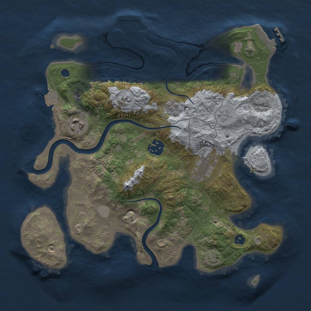 Rust Map: Procedural Map, Size: 3000, Seed: 1766359776, 10 Monuments