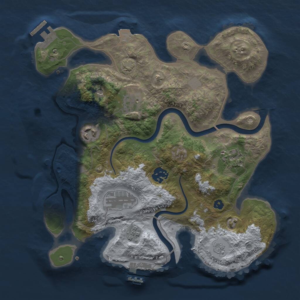 Rust Map: Procedural Map, Size: 3000, Seed: 1087126588, 12 Monuments