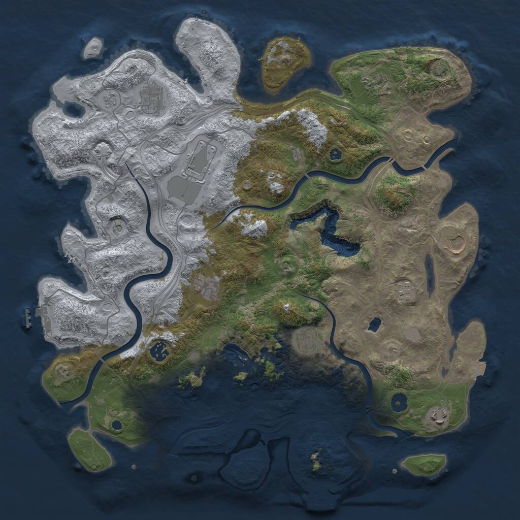 Rust Map: Procedural Map, Size: 4300, Seed: 1333712240, 15 Monuments