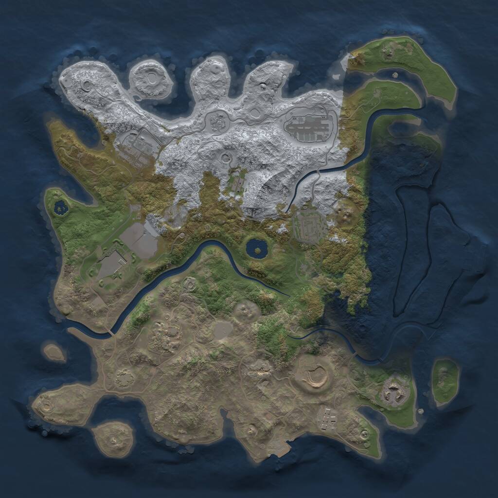 Rust Map: Procedural Map, Size: 3500, Seed: 2141034373, 13 Monuments